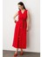 Düğmeli Uzun Keten Etek-Şeftali 2