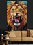 Kükreyen Güçlü Yeleli Aslan Portresi Dekoratif Kanvas - Mdf Ahşap Tablo 5