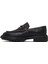 Erkek Siyah Tokalı Kalın Tabanlı Deri Loafer 25WFD605518 2
