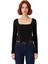 Kadın Fitted Uzun Kollu Örme Bluz Kare Yaka ve Dantel Detaylı Kaliteli Şık Rahat Modern Zarif 1