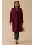 Kadın Büyük Beden Düğmeli Kaşe Kaban 4001 Bordo 2