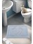 %100 Pamuk Dokuma Su Emici Banyo Paspası Ayak Desen 60X40 cm (Gri) 1