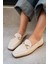 Aloha Bej Süet Gold Detaylı Loafer 2