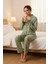 Süet Gömlek Pijama Takımı 7006 Doğa Yeşil 3