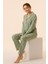 Süet Gömlek Pijama Takımı 7006 Doğa Yeşil 4