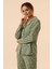 Süet Gömlek Pijama Takımı 7006 Doğa Yeşil 5