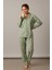 Süet Gömlek Pijama Takımı 7006 Doğa Yeşil 6