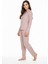 Luxury Soft Pudra Kareli Uzun Kollu Kadın Pijama Takımı – 3049 2
