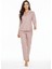 Luxury Soft Pudra Kareli Uzun Kollu Kadın Pijama Takımı – 3049 3