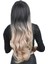Kahküllü Uzun Dalgalı Fiber Sentetik Peruk - Siyah / Küllü Bebek Sarı Ombreli 5