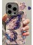 iPhone 13 Kılıf Renk Geçişli Taşlı Kamera Lens Korumalı Simli Mor Kelebek Desenli Darbe Emici Kapak 1