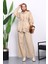 Bej Çıtçıtlı Ceket Pantolonlu Gabardin Takım 2