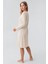 Uzun Kollu Düğmeli Ajurlu Esnek Pamuklu Kısa Gecelik 18107 2