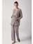 Kadın Uzun Kollu Esnek Pamuklu Hamile Sabahlık Pijama TAKIMI13300 4