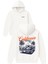 California Palmiye Tasarım Baskılı Oversize Beyaz Kapüşonlu Sweatshirt 1