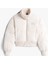 Crop Ribbed Detail Puffer Kadın Beyaz Mont.ybh 5