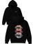 Ruj Izleri 3 Adet Tasarım Baskılı Oversize Siyah Kapüşonlu Sweatshirt 1