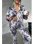 Çiçek Desen Dijital Baskılı Uzun Saten Pijama M 2