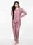 Süet Gömlek Pijama Takımı 7008 Doğa Desen Pudra 7