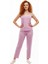 Altı Uzun Üstü Askılı Yumuşak Ekoseli Pijama Takımı Pembe 1