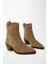 Camel Süet Kadın Sivri Burun Kovboy Bot 1