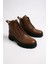 H&manc Hakiki Deri Kahverengi Fermuarlı & Bağcıklı Kadın Bot VK_0001 3