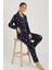 Luxury Soft Lacivert Kar Tanesi Desenli Uzun Kollu Kadın Pijama Takımı – 3059 2