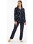 Luxury Soft Lacivert Kar Tanesi Desenli Uzun Kollu Kadın Pijama Takımı – 3059 3