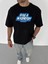 Unisex Bisiklet Yaka Baskılı Oversize T-Shirt - Siyah 1