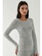 Kadın Viskon Karışımlı Basic Üst Açık Gri 2