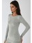 Kadın Viskon Karışımlı Basic Üst Açık Gri 3