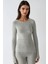 Kadın Viskon Karışımlı Basic Üst Açık Gri 7
