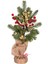 Yılbaşı Süsü Masa Çamı Yılbaşı Çıngıraklı Berryli Kırmızı- 14X38 Cm. 1