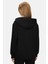 Allura Siyah Kapüşonlu Gofre Baskı Loose Fit Kadın Sweatshirt 3