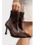 Sivri Burun İnce Topuklu Streç Kadın Bot KAHVERENGİ 1