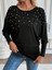 Kadın Uzun Kollu Yuvarlak Yaka Incili Viskon Bluz 2