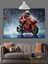 Motosiklet Süren Kasklı Yarışçı Dekoratif Kanvas - Mdf Ahşap Tablo 5