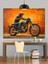 Motosiklet Süren Deri Ceketli Iskelet Dekoratif Kanvas - Mdf Ahşap Tablo 3