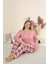 Sandy Soft Termal Kumaş Büyük Beden Kışlık Kadın Pijama Takımı 8050 4