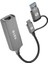 SWV-USBC029 Gri Metal Type-C + Usb3.0 Çeviricili 10/100/1000MBPS, Usb3.0 Ethernet Çevirici, Type C Ethernet Çevirici 1