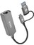 SWV-USBC029 Gri Metal Type-C + Usb3.0 Çeviricili 10/100/1000MBPS, Usb3.0 Ethernet Çevirici, Type C Ethernet Çevirici 2