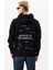 Erkek Siyah Sweatshirt Oversize Kapüşonlu Baskılı Yumusaçık Kumaşlı 4