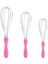 Paslanmaz Çelik Plastik Saplı El Çırpıcısı ( ) (1, Pembe, 3&apos;lü Set) 1