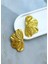 Golden Bloom Büyük Yarım Çiçek Formlu Titanyum Altın Küpe - Gösterişli ve Şık, Yılbaşı, Davet 2