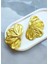 Golden Bloom Büyük Yarım Çiçek Formlu Titanyum Altın Küpe - Gösterişli ve Şık, Yılbaşı, Davet 4