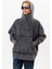 Erkek Antrasit Yıkamalı Oversize Sweatshirt Kapüşonlu 4