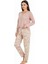 Üstü Yazılı Altı Çiçek Desenli Elite Viscose Uzun Pijama Takımı Pudra 3564 3