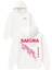 Sakura Pembe Tasarım Baskılı Oversize Beyaz Kapüşonlu Sweatshirt 1
