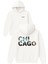 Chıcago Dünya Tasarım Baskılı Oversize Beyaz Kapüşonlu Sweatshirt 1