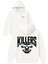 Kıllers Tasarım Baskılı Oversize Beyaz Kapüşonlu Sweatshirt 1